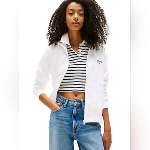 Tommy Jeans Zip Up White Hoodie Women Medium NWT